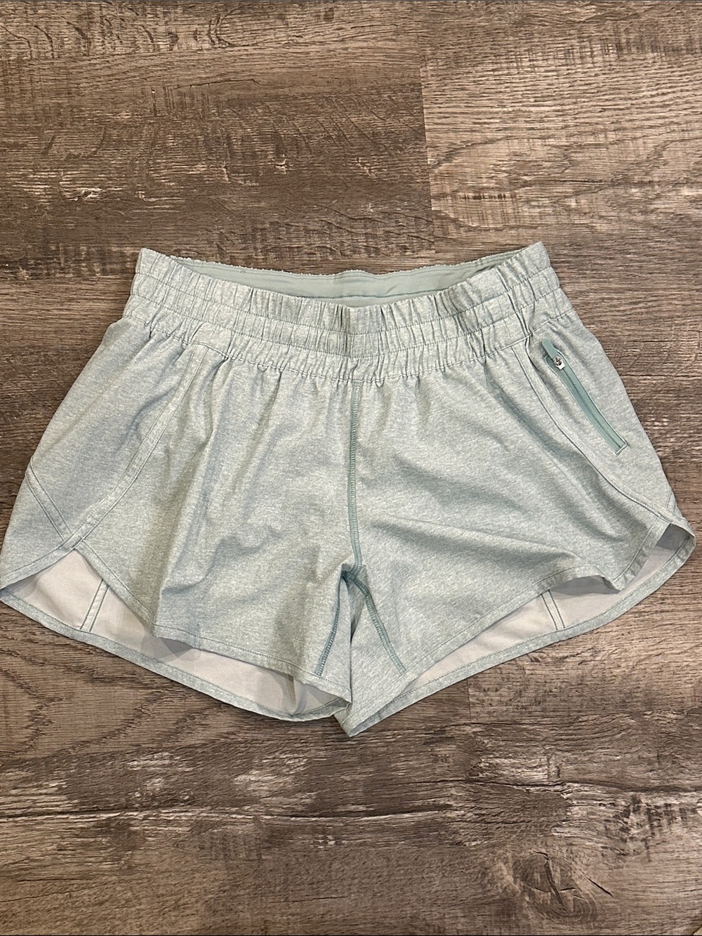 lululemon athletica Light Aqua Running Shorts with Zip Pocket Size 10
